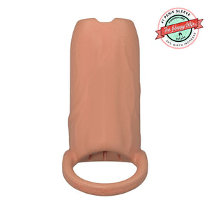 Pleasure Sleeves - Open-Ended Penis Sleeves w/Clit Stimulator/Grind Pad - 50% Girth Increase - 4 & 5 Inch  (Medium)