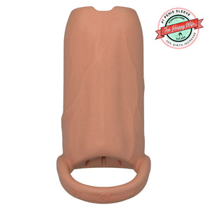 Pleasure Sleeves - Open-Ended Penis Sleeves w/Clit Stimulator/Grind Pad - 50% Girth Increase - (Large)