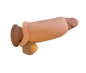 Pleasure Sleeves - Open-Ended Penis Sleeves w/Clit Stimulator/Grind Pad - 50% Girth Increase - (Large)