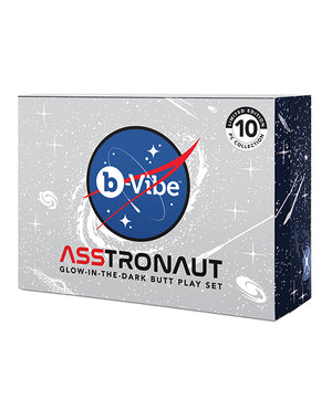 B-vibe Asstronaut Vibrating Butt Plug Set - Glow In The Dark