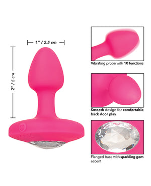 Cheeky Gems Small Jeweled Rechargable Vibrating Butt Plug- Pink