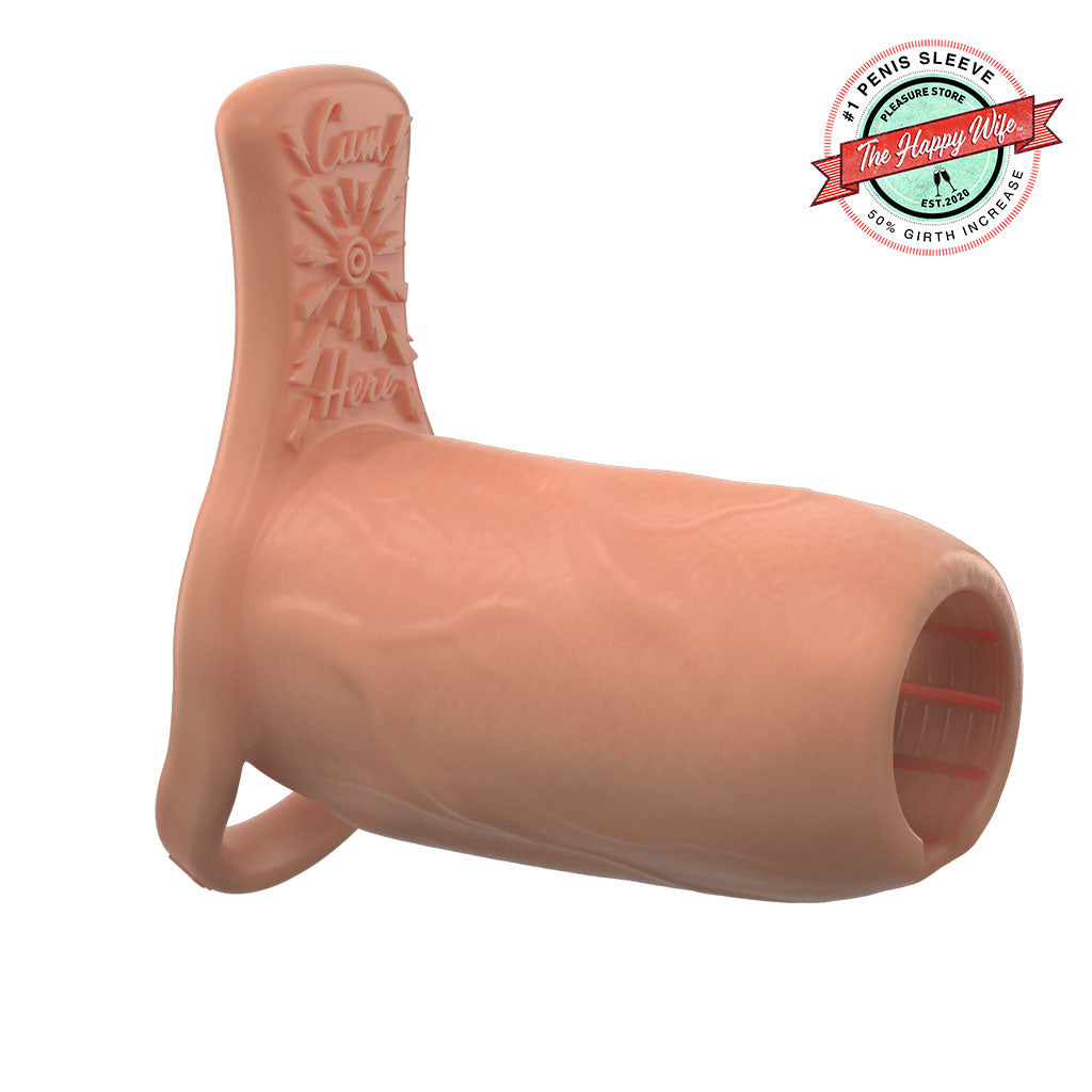 Pleasure Sleeves - Open-Ended Penis Sleeves w/Clit Stimulator - 50% Girth Increase - (Large)