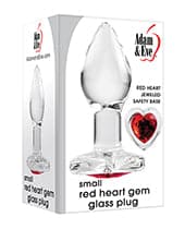 Adam & Eve Red Heart Gem Glass Butt Plug S, M, L