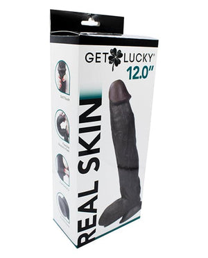 Get Lucky 12 Inch Real Sliding Skin Series Dual Density Dildo