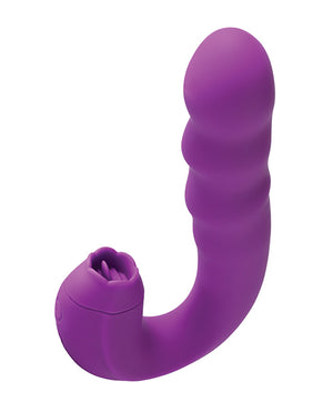 Lilian G-spot Vibrator W/rotating Head & Vibrating Tongue - Purple