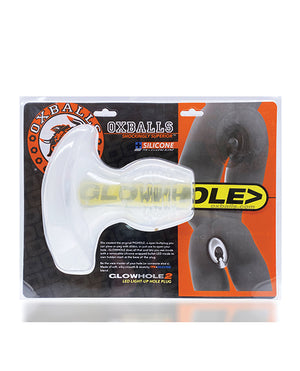 Oxballs Glowhole 2 Hollow Buttplug W/led Insert Large - Clear