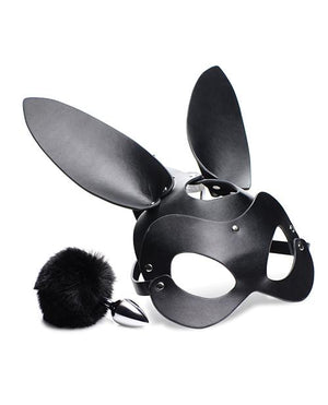 Tailz Bunny Tail Anal Plug & Mask Set - Black