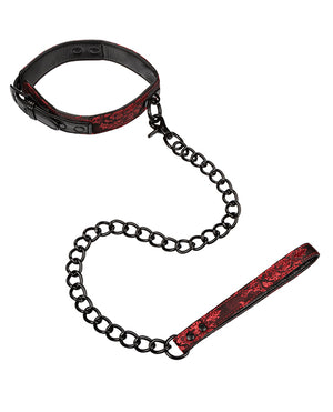 Scandal Collar W/leash In Red & Black