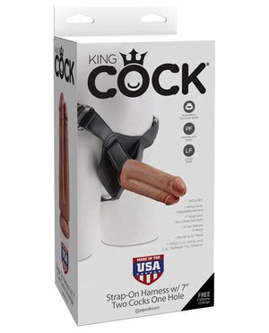 King Cock Strap-on Harness W/7" Two Cocks One Hole