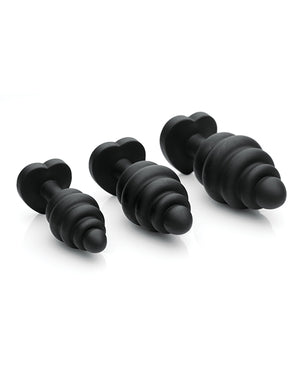 Mistress By Isabella Sinclaire Heart Gem Silicone 3 Pc Anal Plug Set - Black