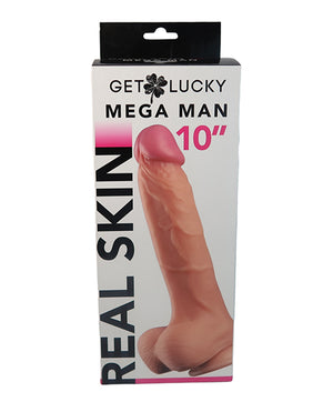Get Lucky 10 Inch Real Skin Series Mega Man Dual Density Dildo