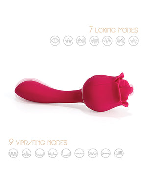 Rhea Clit Licking Tongue Rose Vibrator & G Spot Massager - Red