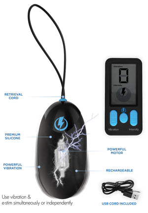 E-Stim Pro Silicone Vibrating Egg With Remote  Control - Black