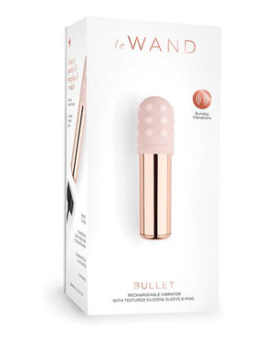 Le Wand Chrome Bullet Discreet Travel Size Vibrator W/silicone Textured Ring - Rose Gold